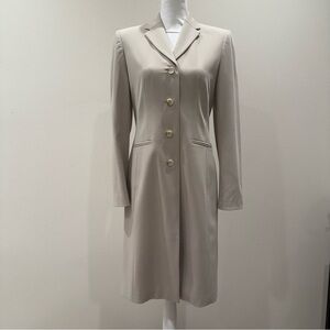 Elegant Beige Long Blazer Coat